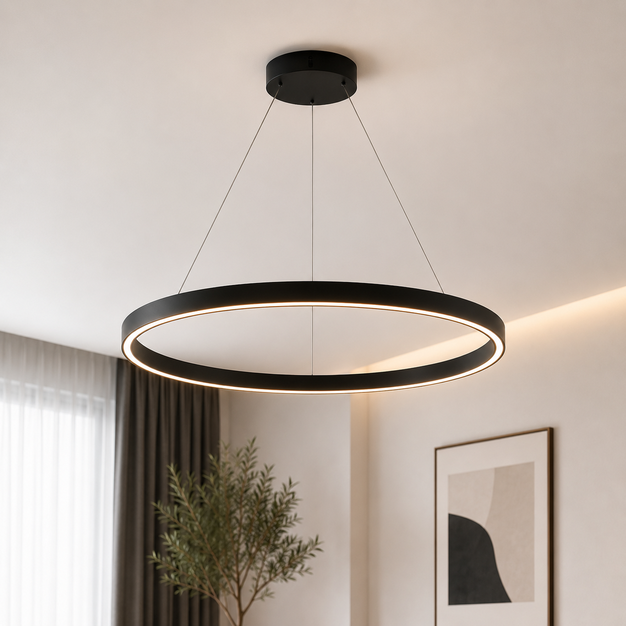 Suspension LED Moderne Line Noir Mat